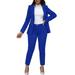 PMUYBHF Womens Two Piece Outfits Shorts Sets Tennis Outfits for Women 2 Piece Set Long Sleeve Women Solid Long Sleeved Suit Pockets Trousers Pants Suit Elegant Suit