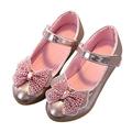 Girls Princess Shoes High Heeled Shinning Bowknot Decoration Shoes Party Festival Wedding Flower Children Dance Shoes