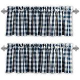 Window Valances - 2-Panels Picnic Checkered Pattern Kitchen Valances With 2.5-Inch Rod Pocket For Small Windows Polyester (56X14 Inch Navy/White)
