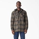 Dickies Men's Water Repellent Flannel Hooded Shirt Jacket - Moss/chocolate Ombre Plaid Size M (TJ211)