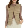 Womens Jackets Y2K Short Down Vest Light Packable Round Collar V Neck Vest Jacket Coat