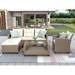 4 Pcs Velvety Fabric Conversation Set Outdoor Patio Sofa Set w/ Table