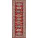 Kazak Oriental Runner Rug Hand-Knotted Red Geometric Wool Carpet - 2'8" x 9'9"