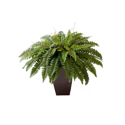 23" Artificial Boston Fern Plant with Tapered Bronze Square Metal Planter DIY KIT