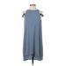 BCBGMAXAZRIA Casual Dress - Shift Crew Neck Sleeveless: Blue Print Dresses - Women's Size Small