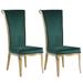 Somette Contemporary Green Velvet High Back Side Chair, Set of 2 - Dining height