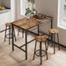 Metal Bar Table with 4 Stools, Dining Table and Four Stools, Kitchen Dining Table, 5-Piece Kitchen Counter Height Table Set