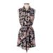 Miss Selfridge Casual Dress - Mini Collared Sleeveless: Black Print Dresses - Women's Size 8
