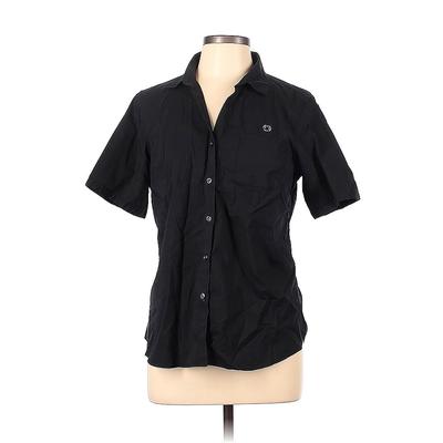 Lands' End Short Sleeve Button Down Shirt: Black Tops - Women's Size 12