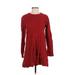 Zara Casual Dress - Mini Crew Neck Long sleeves: Orange Solid Dresses - Women's Size Small