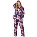 Plus Size Women's The Luxe Satin Pajama Set by Amoureuse in Navy Roses (Size 30/32) Pajamas