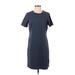 Lark & Ro Casual Dress - Shift: Blue Solid Dresses - New - Women's Size 4