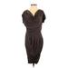 BCBGMAXAZRIA Casual Dress - Sheath Cowl Neck Short sleeves: Brown Print Dresses - Women's Size 2X-Small