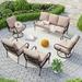 Lark Manor™ Argyri 7 Person Metal Outdoor Patio Conversation Set w/ 2 Swivel Lounge Chairs Metal in Black | 35.4 H x 74.4 W x 24.8 D in | Wayfair