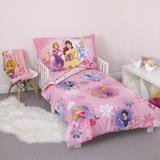 Disney Pretty Pretty Princess 4 Piece Toddler Bed Set Polyester in Indigo/Pink | Wayfair