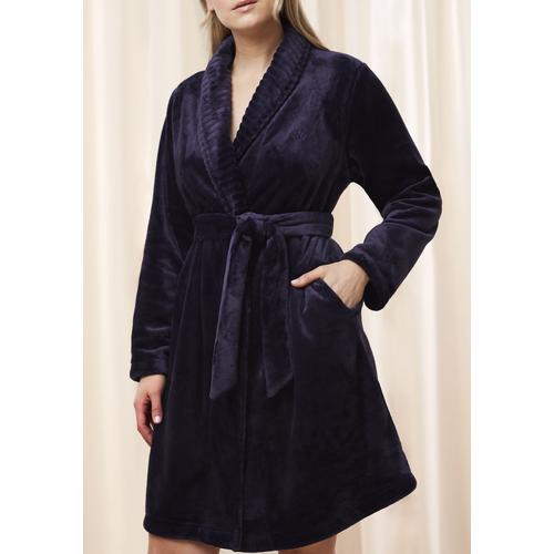 „Morgenmantel TRIUMPH „“Robes Fleece Robe 01″“ Gr. 44/46, blau (skyline) Damen Bademäntel Morgenmäntel“