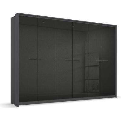 Drehtürenschrank RAUCH "Oteli", grau (graumetallic, effektgrau hochglanz), B:275cm H:231cm T:58cm, Holzwerkstoff, Schränke, inkl. Passepartout optional mit Beleuchtung Image