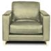 Armchair - Eleanor Rigby Penelope 36" Wide Armchair Wood/Genuine Leather in Gray/White/Brown | 35 H x 36 W x 40 D in | Wayfair PENE-10-CAR-IVOR-SS