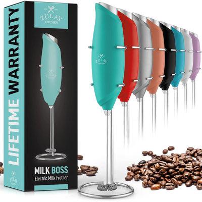 Zulay Kitchen Handheld Milk Frother Stainless Stee...