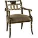 Maitland-Smith Regency Velvet Queen Anne Back Arm Chair Black Lacquer Wood/Upholstered/Velvet in Black/Brown | 35 H x 27 W x 26 D in | Wayfair