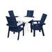 POLYWOOD® Modern Curveback Adirondack 5-Piece Farmhouse Trestle Outdoor Dining Set Plastic in White/Blue | Wayfair PWS434-1-10571