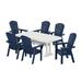 POLYWOOD® Nautical Curveback Adirondack 7-Piece Outdoor Dining Set w/ Trestle Legs Plastic in White/Blue | Wayfair PWS374-1-10700