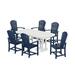 POLYWOOD® Palm Coast 7-Piece Outdoor Dining Set Plastic in White/Blue | Wayfair PWS241-1-10544