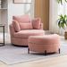 Barrel Chair - Rosdorf Park Kavonta 42.3" Wide Polyester Swivel Barrel Chair & Ottoman Fabric in Pink/Brown | 33.1 H x 42.3 W x 41.1 D in | Wayfair