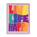 Stupell Industries Live Life Happy Rainbow Phrase Framed On Wood by Jo Taylor Graphic Art Wood in Brown/Indigo/Red | 30 H x 24 W x 1.5 D in | Wayfair