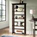 Ebern Designs Tou Solid Wood Etagere Bookcase Wood in Brown/Green | 63 H x 29.5 W x 11.75 D in | Wayfair B0E37B6B6927451780C95E86307B73E4