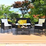 Lark Manor™ Alifa 4 Piece Rattan Sofa Seating Group w/ Cushions Wicker/Rattan in Gray | Outdoor Furniture | Wayfair