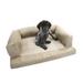 Archie & Oscar™ Hollymead Baxter Couch Microsuede Bolstered Dog Bed Memory Foam/Synthetic Material in Blue/Black | 35 W x 25 D in | Wayfair