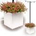 Union Rustic Ilerioluwa Wooden Planter Box w/ String Light Pole Insert 18.0 H x 18.0 W x 18.0 D in Wood in White | 18" H x 18" W x 18" D | Wayfair