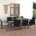 Latitude Run® Bromarg 9 Piece Patio Dining Set Poly Rattan Metal/Wicker/Rattan in Black | 61 W in | Wayfair C8EB84AC71B54395A5859B15DC8AFD1B