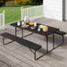 Arlmont & Co. Nadabus HDPE Rectangular Folding Picnic Outdoor Table Set Plastic in Black | 71 W x 29 D in | Wayfair