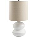 Alcott Hill® Mauna 2D895BE882654F4CB0735BEECD4AAEC2 20"H X 10"W X 10"D Accent Table Lighting Ceramic/Linen/Fabric in Brown/White | Wayfair