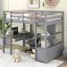 Harriet Bee Twin Size Loft Bed w/ Built-In Desk w/ Two Drawers, & Storage Shelves & Drawers Wood in White | 65 H x 43 W x 78.3 D in | Wayfair