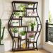 17 Stories Germell Novelty Multi-Tiered Plant Stand Wood/Metal/Manufactured Wood in Brown | 70.86 H x 52.36 W x 11.41 D in | Wayfair