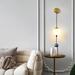 Everly Quinn Deangela Iron Armed Sconce Glass/Metal in White/Yellow | 29 H x 5.9 W x 5.9 D in | Wayfair 27DCE5B92F2944F9AB47326B5F0A97E7