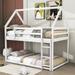 Harper Orchard Phenix Twin over Twin Low House Bunk Bed w/ Ladder in White | 70 H x 41 W x 77 D in | Wayfair 6E53951CF04D4A428A8BF520A33BD3C1