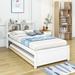 Red Barrel Studio® Wooden Platform Bed w/ Trundle & Shelves Wood in White | 37 H x 42 W x 85 D in | Wayfair BBD187CF1178437BA330ABD70A804D25