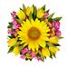 August Grove® Astred Sunflower, Tulips & Hawtorn Flowers Bouquet by Ksushsh Canvas in Green/Yellow | 20 H x 20 W x 1.25 D in | Wayfair