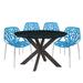 Ivy Bronx Flordemaria Round 47" Restaurant Dining Set Plastic/Acrylic/Wood/Metal in Blue | 30 H x 47 W x 47 D in | Wayfair