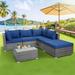 Ebern Designs Flula 5 - Person Seating Group w/ Cushions Synthetic Wicker/All - Weather Wicker/Wicker/Rattan in Gray | 26 H x 30 W x 30 D in | Outdoor Furniture | Wayfair