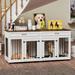 Tucker Murphy Pet™ Large Dog Crate Furniture w/ Room Divider & 2 Drawers, Steel in White | 34.3 H x 70.9 W x 22.4 D in | Wayfair