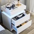 Ivy Bronx Modern LED Nightstand w/ 2 Drawers Wood in White | 20.4 H x 16.7 W x 13.1 D in | Wayfair 6DE2D1ACD70142A5907143CE487678F1