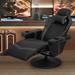 Inbox Zero Massage Gaming Racing Chair Reclinable Computer Swivel Seat w/ Bluetooth Speakers Faux Leather in Gray | 43 H x 32 W x 23 D in | Wayfair