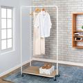 Hokku Designs Madeliz 34" Metal Rolling Clothes Rack Metal in White | 68 H x 34 W x 18 D in | Wayfair 88005F8E2E5A4BA68E297AFCEA4410B7