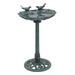 Charlton Home® Conola Outdoor Garden Pedestal Bird Bath w/ Solar Pumb, for Patio Backyard in Green | 31.5 H x 14.5 W x 14.5 D in | Wayfair