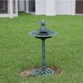 Fleur De Lis Living Outdoor Pedestal Water Fountain & Birdbath in Green | 35 H x 14.5 W x 14.5 D in | Wayfair 30E211DEE23C4B92B39AD56348EB7B79
